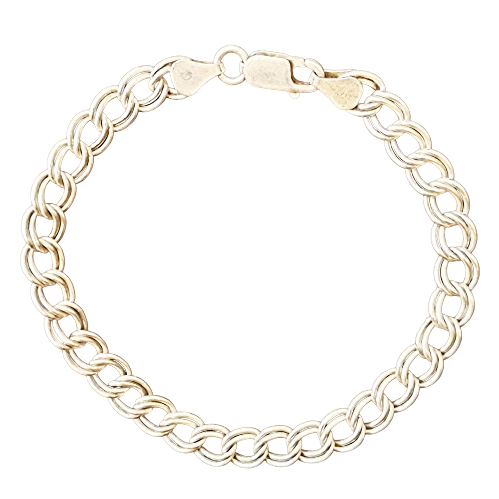 ✨️Italian Sterling Silver Double Curb Charm Bracelet!